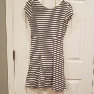 Gray and white stripe cotton dress